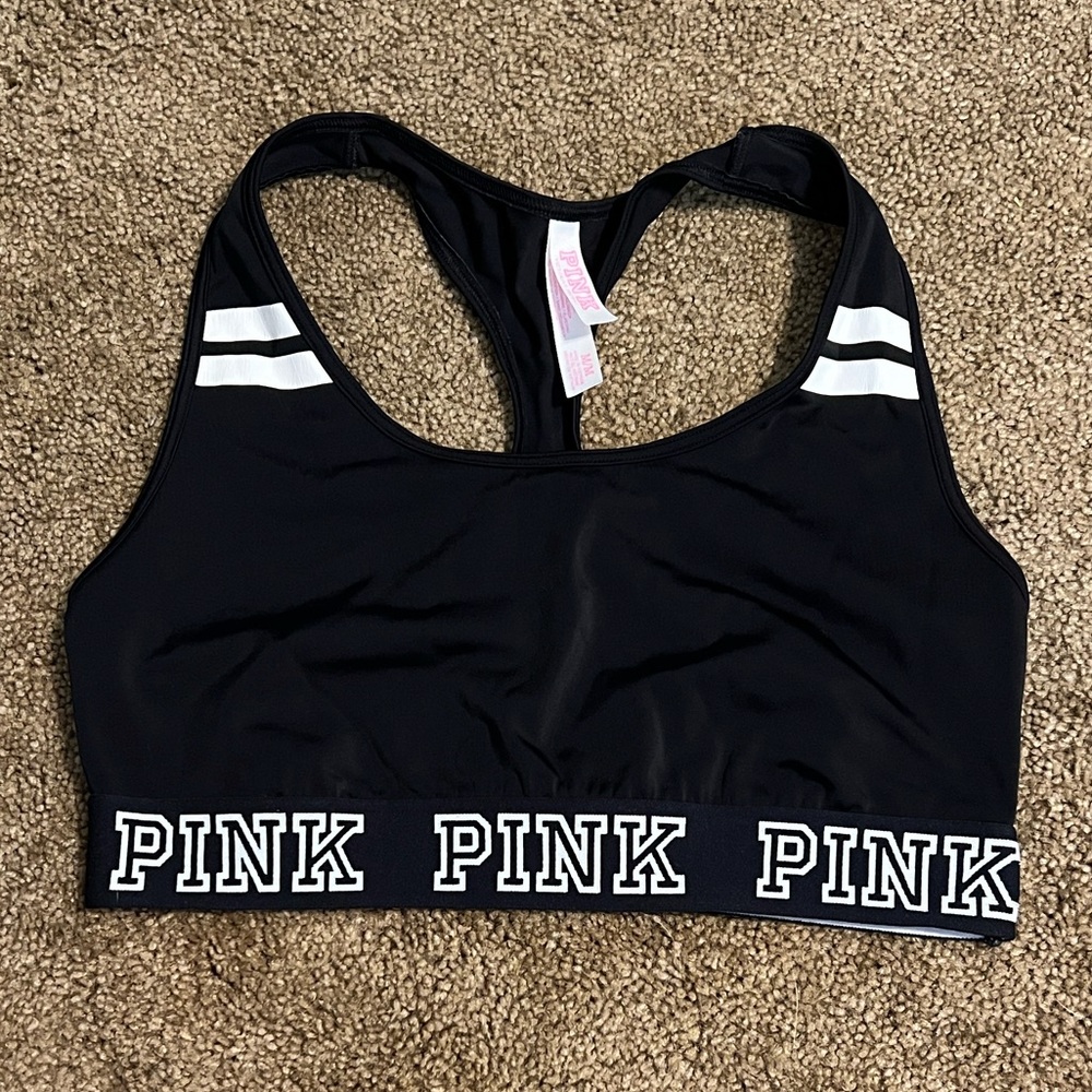 Victoria's Secret Black Sports Bra with White Accents